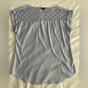 Express Baby Blue Lattice Blouse